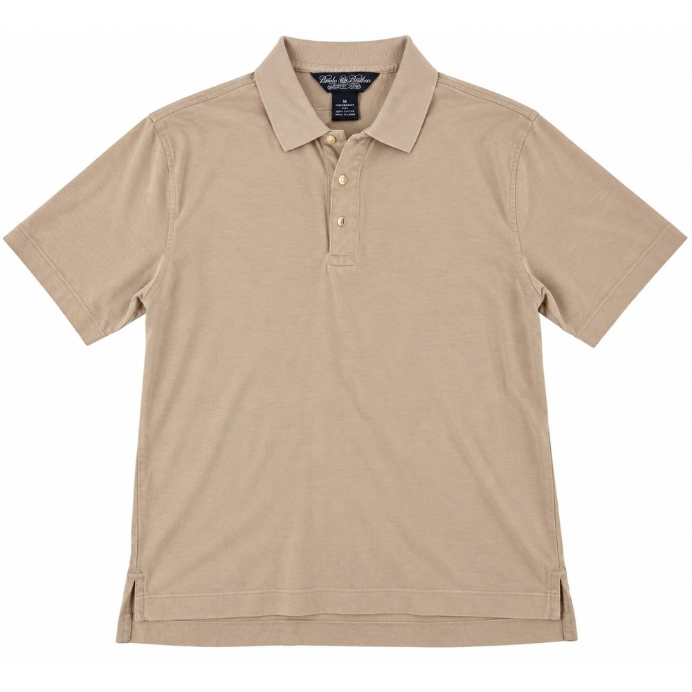 Brooks Brothers Country Club Polo M Beige Performance Knit Preppy Golf